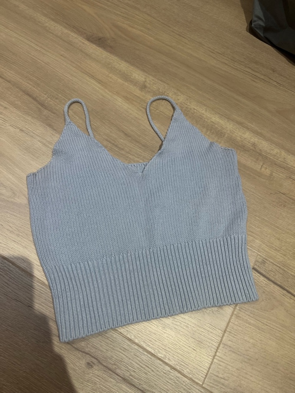 Light Blue Knit Cropped Tank Top